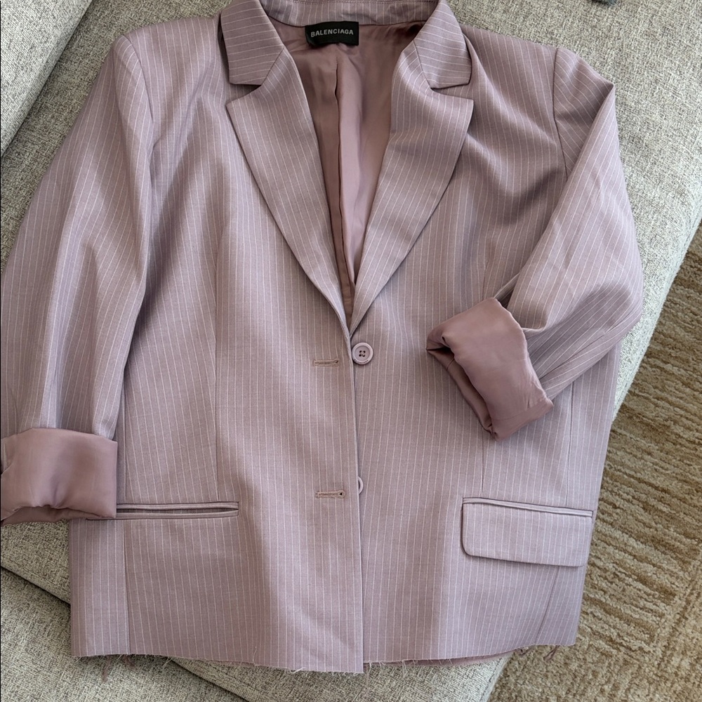 Balenciaga Women's Blush Pinstripe Blazer - Picture 2 of 6